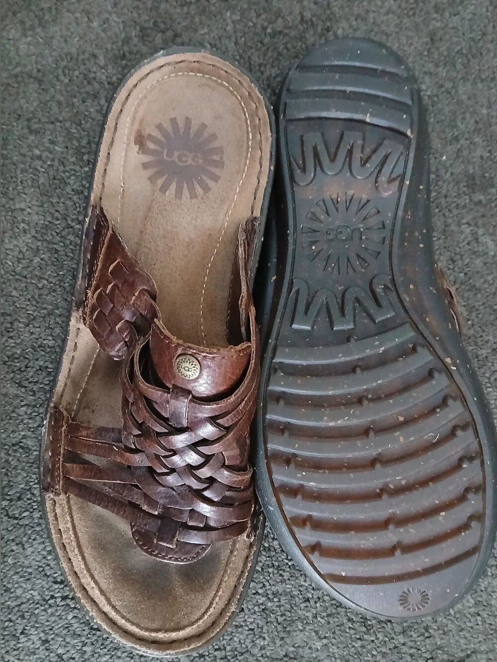 UGG Sandal Womens 8 Brown Keala Weaved Open Toe Slip On Casual Leather 1006539